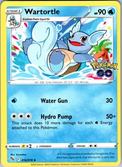 Wartortle 016/078 Uncommon Regular Pokemon GO NM - Image 1