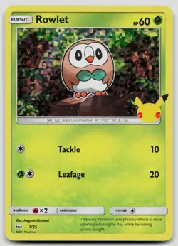 Rowlet 007/025 McDonald's 25th Anniversary Promos Holo Pokemon NM - Image 1