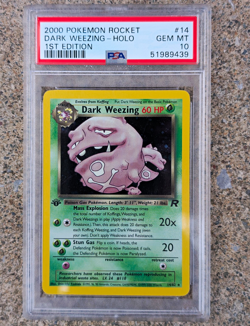 Pokemon TCG Team Rocket Dark Weezing Holo 1st Ed 14/82 2000 PSA 10 - Image 1
