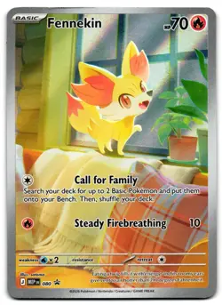 Fennekin 080 - 🌊 ME: Mega Evolution Promo Pokemon TCG Holo 🖤 - DMG - Image 1