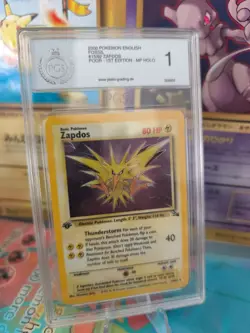 Pokemon Karte Card Zapdos Fossil 1. Edition Holo Eng PGS PSA Missprint Ink Error - Image 1