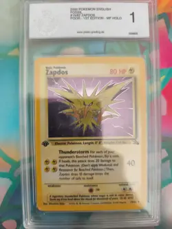 Pokemon Karte Card Zapdos Fossil 1. Edition Holo Eng PGS PSA Missprint Ink Error - Image 2