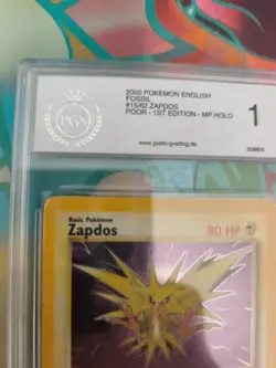Pokemon Karte Card Zapdos Fossil 1. Edition Holo Eng PGS PSA Missprint Ink Error - Image 4