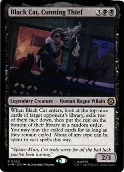 MAGIC MTG MARVEL SPIDER-MAN 0052 R BLACK CAT, CUNNING THIEF NON-FOIL - Image 1