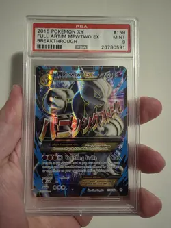 2015 POKEMON XY BREAKTHROUGH #159 FULL ART/M MEWTWO EX PSA 9 - Image 1