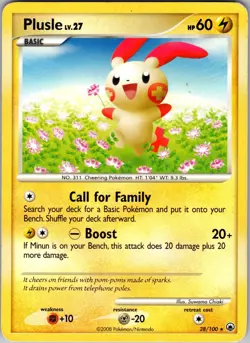 Plusle 28/100 Rare Majestic Dawn Pokemon Heavily Played - Image 1