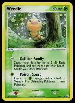 Pokemon Card FireRed & LeafGreen Weedle 86/112 Reverse Holo Common - Image 1