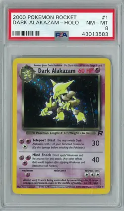 Pokemon Team Rocket Dark Alakazam 1/82 PSA 8 - Image 1