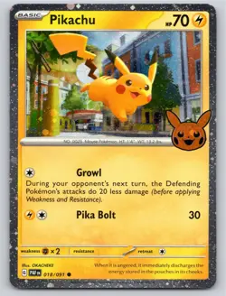 POKEMON PIKACHU TRICK OR TRADE BOOSTER 2024 018/091 HOLO RARE NM A491 FREE S&H - Image 1