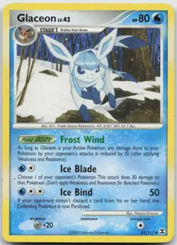 Glaceon 41/111 Uncommon Rising Rivals Pokemon Heavily Played - Image 1
