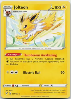 Jolteon 047/185 Rare Vivid Voltage Pokemon Near Mint - Image 1