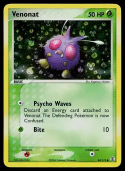Pokemon Card FireRed & LeafGreen Venonat 84/112 Reverse Holo Common - Image 1