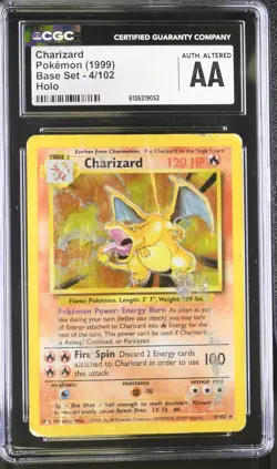 CGC Authentic Altered Charizard 1999 Base Set 4/102 Holo Pokemon Card - Image 1