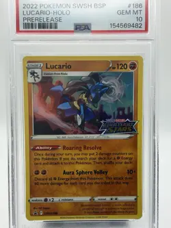 2022 Pokemon SWSH Black Star Promo - #186 Lucario [Prerelease] Holo - PSA 10 - Image 2