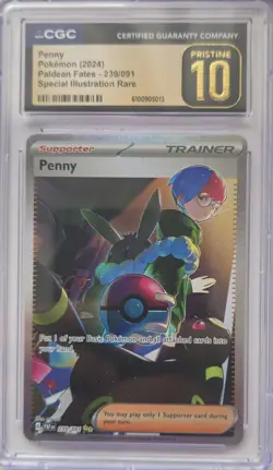💥CGC 10 PRISTINE Penny 239/091 Special Illustration Rare Paldean Fates Pokemon - Image 1