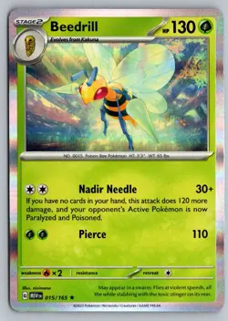Pokemon TCG Beedrill #015/165 SV: Scarlet & Violet 151 Rare, Holo - Image 1