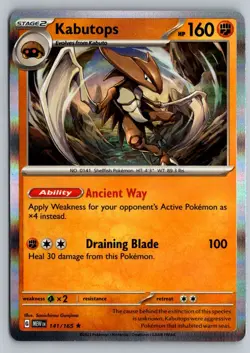 Pokemon TCG Kabutops #141/165 SV: Scarlet & Violet 151 Rare, Holo - Image 1