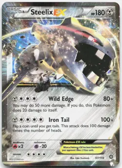 Steelix EX 67/114 Holo EX Rare Steam Siege Pokemon Moderately Played - Image 1
