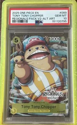 One Piece CCG Tony Tony Chopper Regionals V2 Alt Art P-089 Textured Chase PSA 10 - Image 1