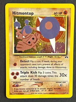 Hitmontop Holo 3/75 - Neo Discovery - Vintage Pokemon Card - DAMAGED (Creased) - Image 1