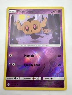 Pokemon Cards TCG Sun & Moon Cosmic Eclipse 93/236 Phantump Reverse Holo Common - Image 1