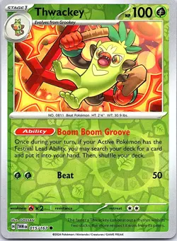 Thwackey Twilight Masquerade 015/167 Common Reverse Holo Near Mint Pokemon Card - Image 1