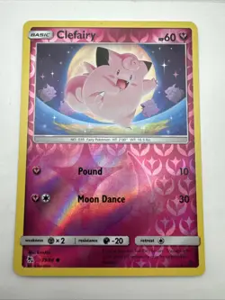 Pokemon TCG Clefairy Hidden Fates 39/68 Reverse Holo Common - Image 1
