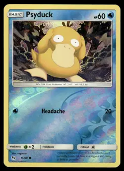 Pokemon Cards Psyduck 11/68 Reverse Holo Hidden Fates Common LP - Image 1