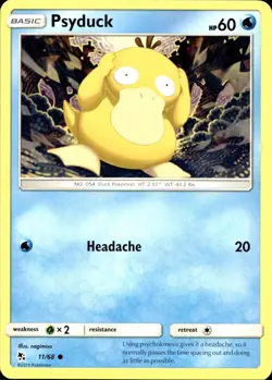 PSYDUCK 11/68 Pokemon Card Hidden Fates Near Mint - Image 1