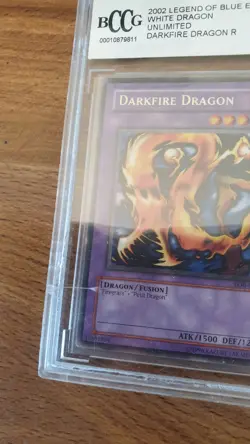 GRADED 10 DARKFIRE DRAGON 2002 LEGEND OF BLUE EYE WHITE DRAGON CARD # LOB-019 - Image 1