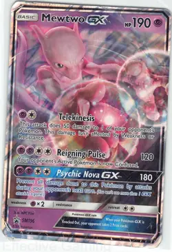 Mewtwo GX - SM196 Holo Promo Sun & Moon Promo Pokemon DMG (Jumbo Card) - Image 1
