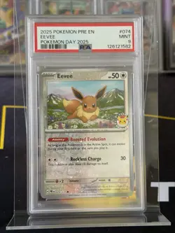 Pokemon Eevee Promo Holo PSA 9 074/131 POKEMON DAY 2025 English TCG Card - Image 1