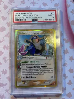 2006 POKEMON EX CRYSTAL GUARDIANS #2 BLASTOISE-REVERSE FOIL PSA 9 - Image 1