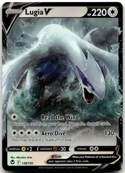 Lugia V 138/195 Holo V Rare Silver Tempest Pokemon Holo Near Mint - Image 2