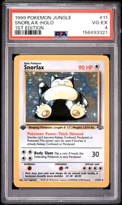 1999 POKEMON JUNGLE 1ST EDITION #11 SNORLAX-HOLO PSA 4 - Image 1