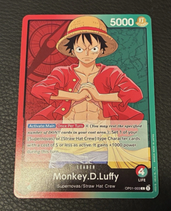 One Piece Card Game Romance Dawn Monkey D Luffy OP01-003 NM Pre Errata Leader - Image 2