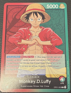 One Piece Card Game Romance Dawn Monkey D Luffy OP01-003 NM Pre Errata Leader - Image 3