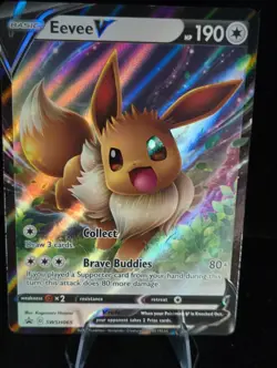 Pokemon TCG SWSH065 Eevee v Black Star Promo Holo Card - Image 1