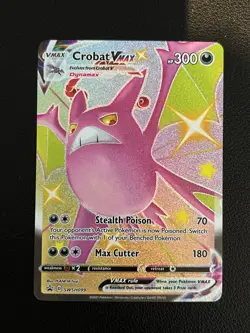 Pokemon TCG Card - Crobat VMAX SWSH099 Promo Shiny Full Art LP - Image 1