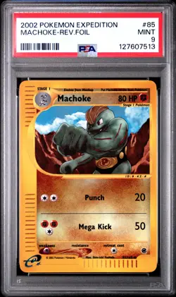 2002 POKEMON EXPEDITION #85 MACHOKE-REVERSE FOIL PSA 9 - Image 1