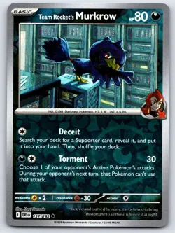 TEAM ROCKET'S MURKROW 127/182 REVERSE HOLO DESTINED RIVALS POKEMON NEAR MINT - Image 1
