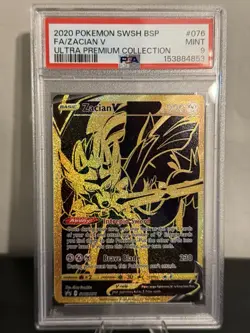2020 Pokemon Ultra Premium Collection Zacian V Gold Promo Full Art SWSH076 PSA 9 - Image 1