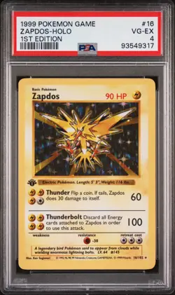 1999 1st Edition Holo Zapdos PSA 4 - Shadowless WOTC Base Set Pokemon Game - Image 1