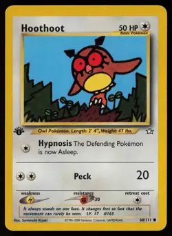 Hoothoot 60/111 1st Edition Pokemon Neo Genesis Common Lightly Played - Image 1
