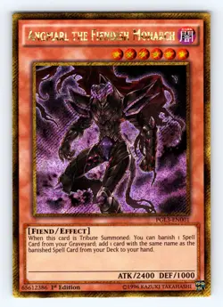 Yugioh Angmarl the Fiendish Monarch PGL3-EN001 Gold Secret Rare - NM 💎 - Image 1