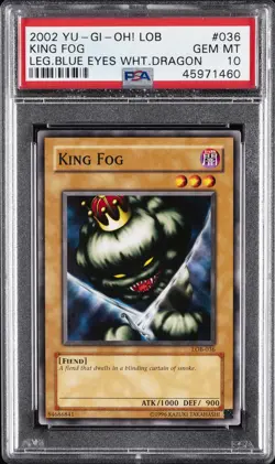2002 YU-GI-OH! LOB-LEGEND OF BLUE EYES WHITE DRAGON #036 KING FOG PSA 10 - Image 1