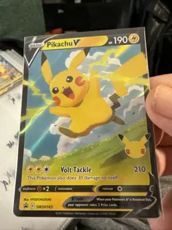 Pikachu V SWSH143 Black Star Promo ULTRA RARE Pokemon Card NEAR MINT R86 - Image 1