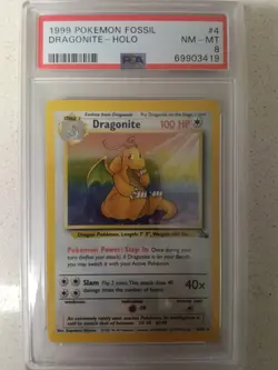 Pokemon TCG Dragonite Holo PSA 8 1999 Fossil #4/62 Holo Rare ENG - Image 1