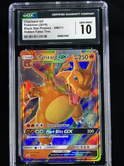 CGC Graded 10 Charizard GX SM211 Hidden Fates Tin Black Star Promo Pokemon Card - Image 1