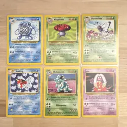 Pokemon TCG 6 Card Lot Poliwhirl, Vileplume, Butterfree Base Set 1999 Wizards - Image 1